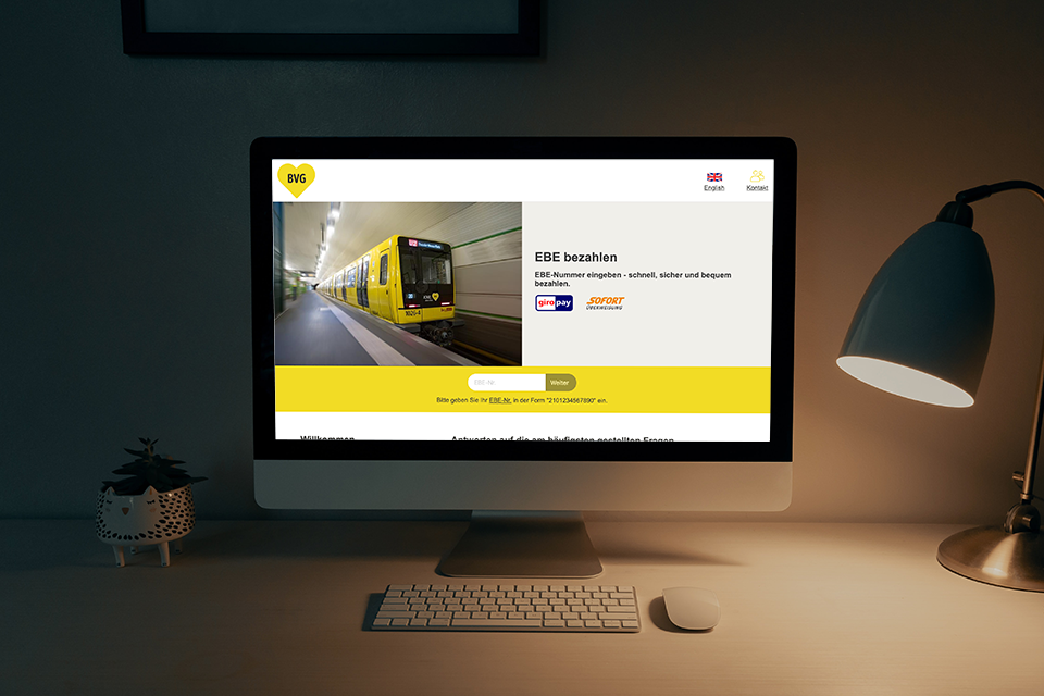 Monitor Bildschirm BVG Onlineportal